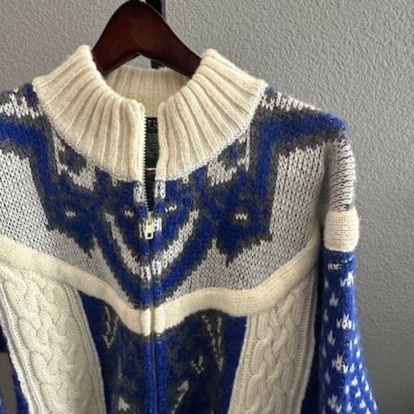 Vintage IB Diffusion Sport Mixed-Stitch Full Zip Sweater Cardigan - Size L - EUC - Picture 2 of 9